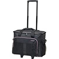 foolsGold Bolsa-Carrito con Ruedas Profesional acolchonado para Maquina de Coser - Gris Oscuro-Rosado